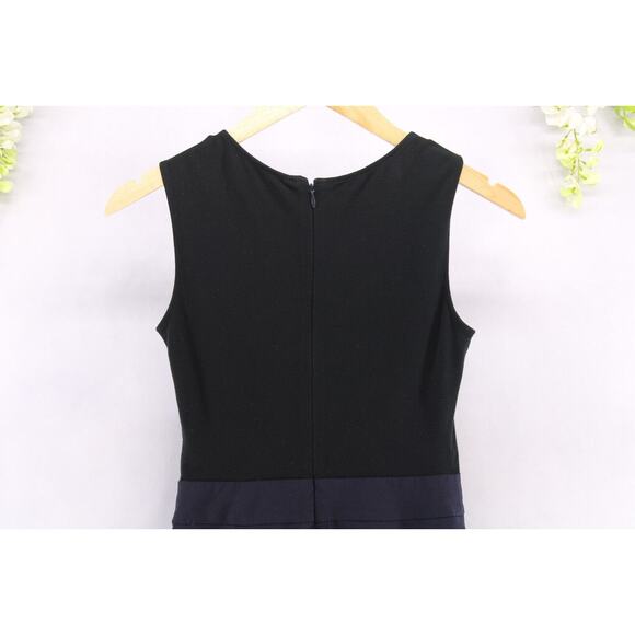 Theory Women's Wool Mini Dress Darua Tailor Sleeveless Navy/Black Size 00 - Picture 4 of 7